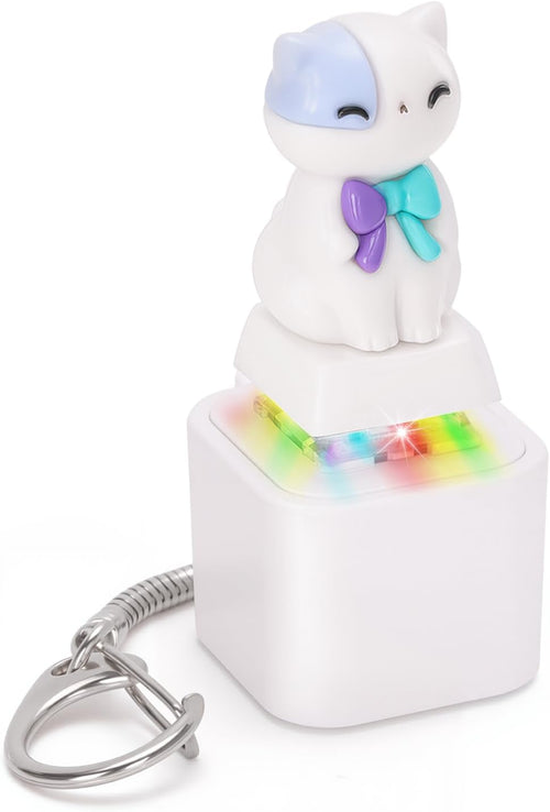 Quacking Duck Croaking Frog Meowing Cat Keyboard Fidget Toys for Adults Clicker Keychain with Sound LED Light and Charging Port for Autism Stress Relief Anxiety (Cat, 1)
