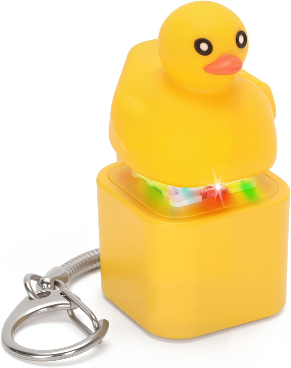 Quacking Duck Croaking Frog Meowing Cat Keyboard Fidget Toys for Adults Clicker Keychain with Sound LED Light and Charging Port for Autism Stress Relief Anxiety (Cat, 1)