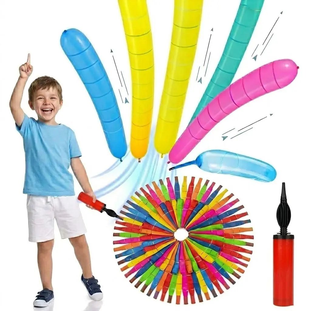 100PCS Rocket Balloon Launcher Set | Flying Party Balloons for Kids & Family Fun