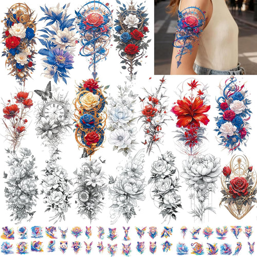 Halloween Full arm temporary tattoo,12sheets (L19“xW7”) Sleeve Tattoos temporary, Demon Fake Tattoos That Look Real, Tiger Dragon Koi Evil Eyes