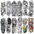 Halloween Full arm temporary tattoo,12sheets (L19“xW7”) Sleeve Tattoos temporary, Demon Fake Tattoos That Look Real, Tiger Dragon Koi Evil Eyes
