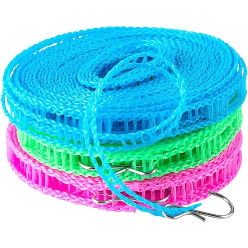 🌬️ Keep Clothes Dry Anywhere!🧦👕3PCS Portable Clothesline – Windproof & Easy☀️