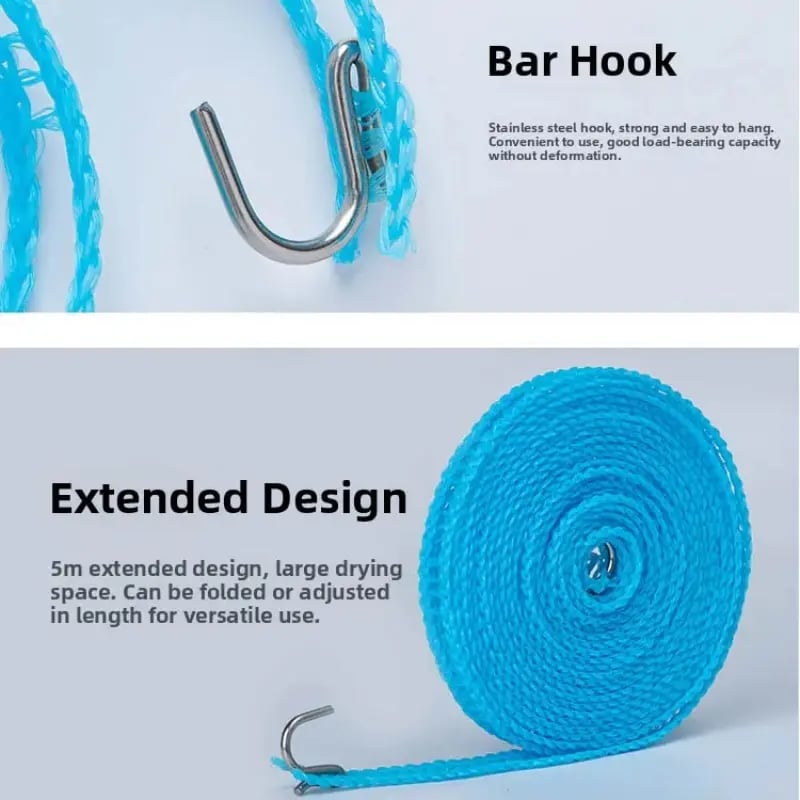 🌬️ Keep Clothes Dry Anywhere!🧦👕3PCS Portable Clothesline – Windproof & Easy☀️