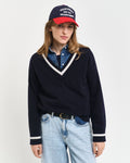 Superfine Lambswool Contrast V-Neck Sweater