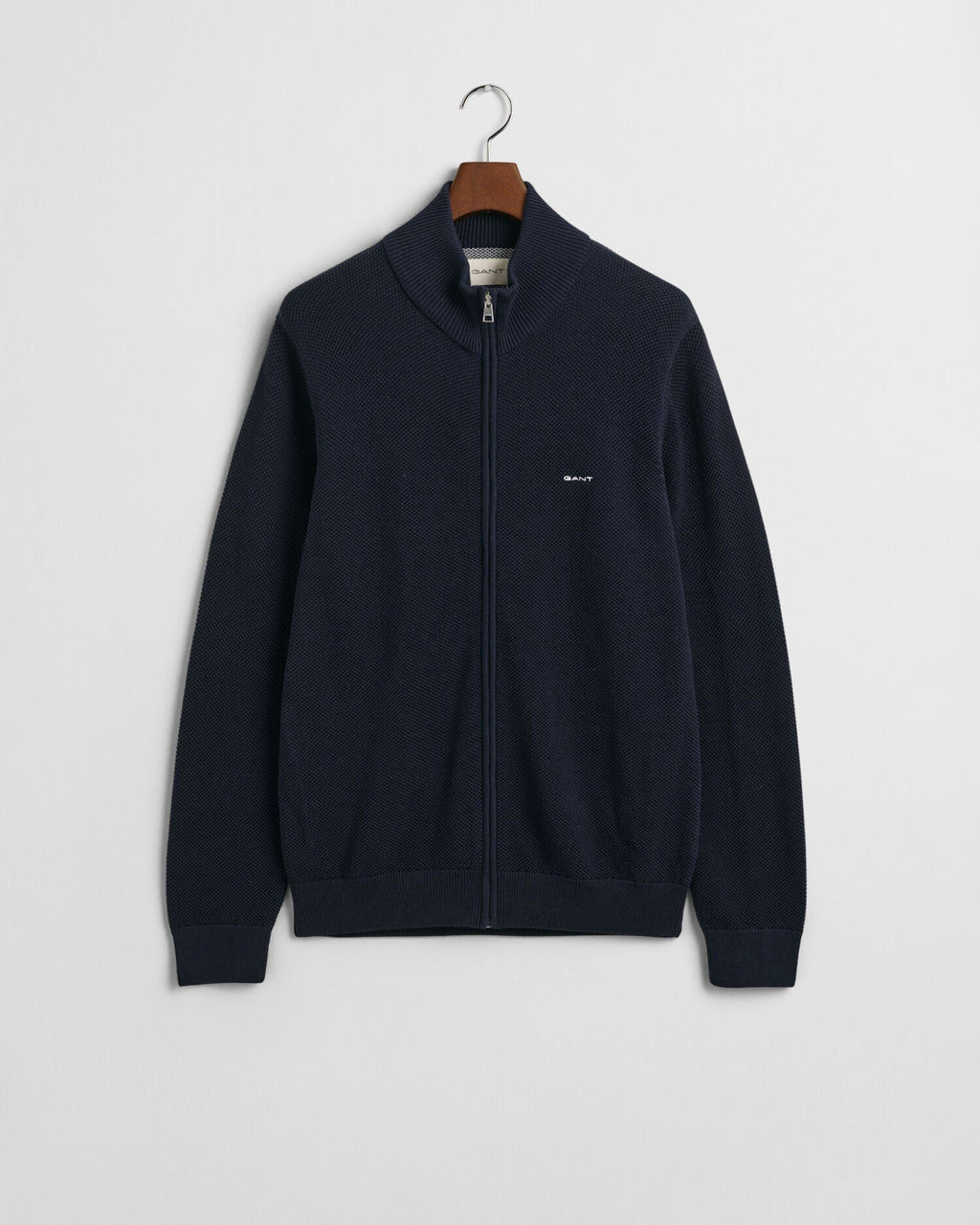 Cotton Pique Zip Cardigan