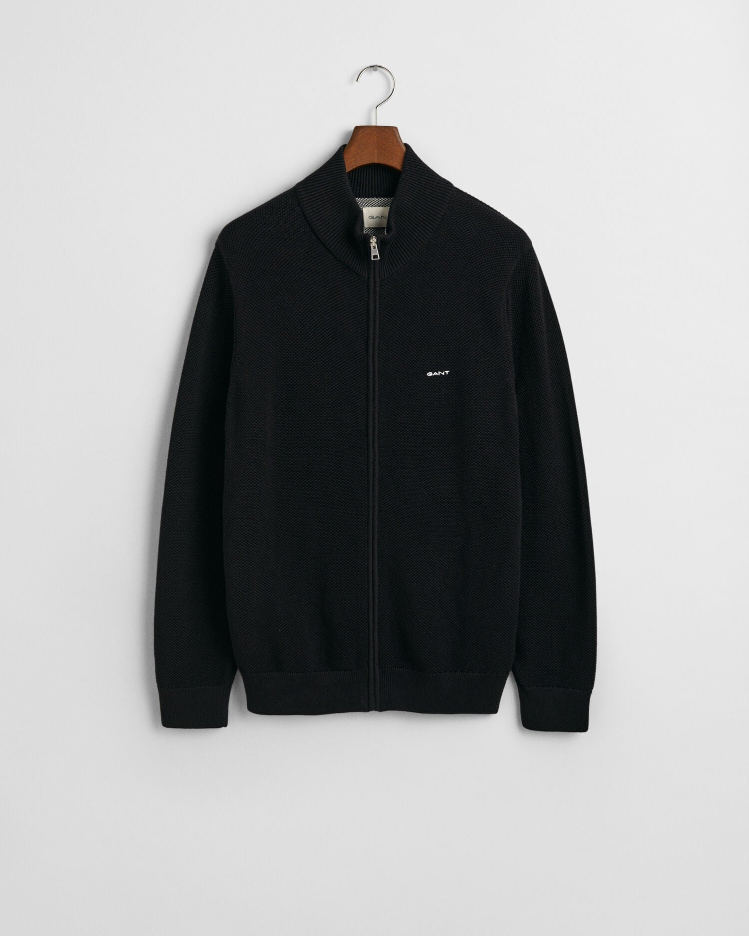 Cotton Pique Zip Cardigan
