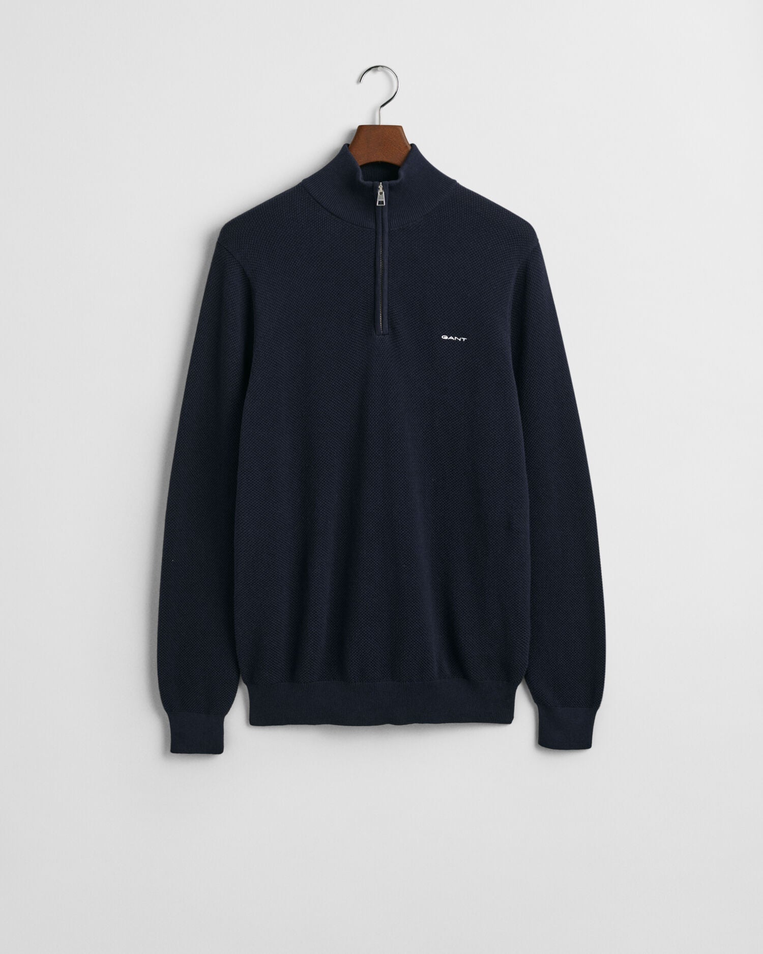 Cotton Pique Half-Zip Sweater