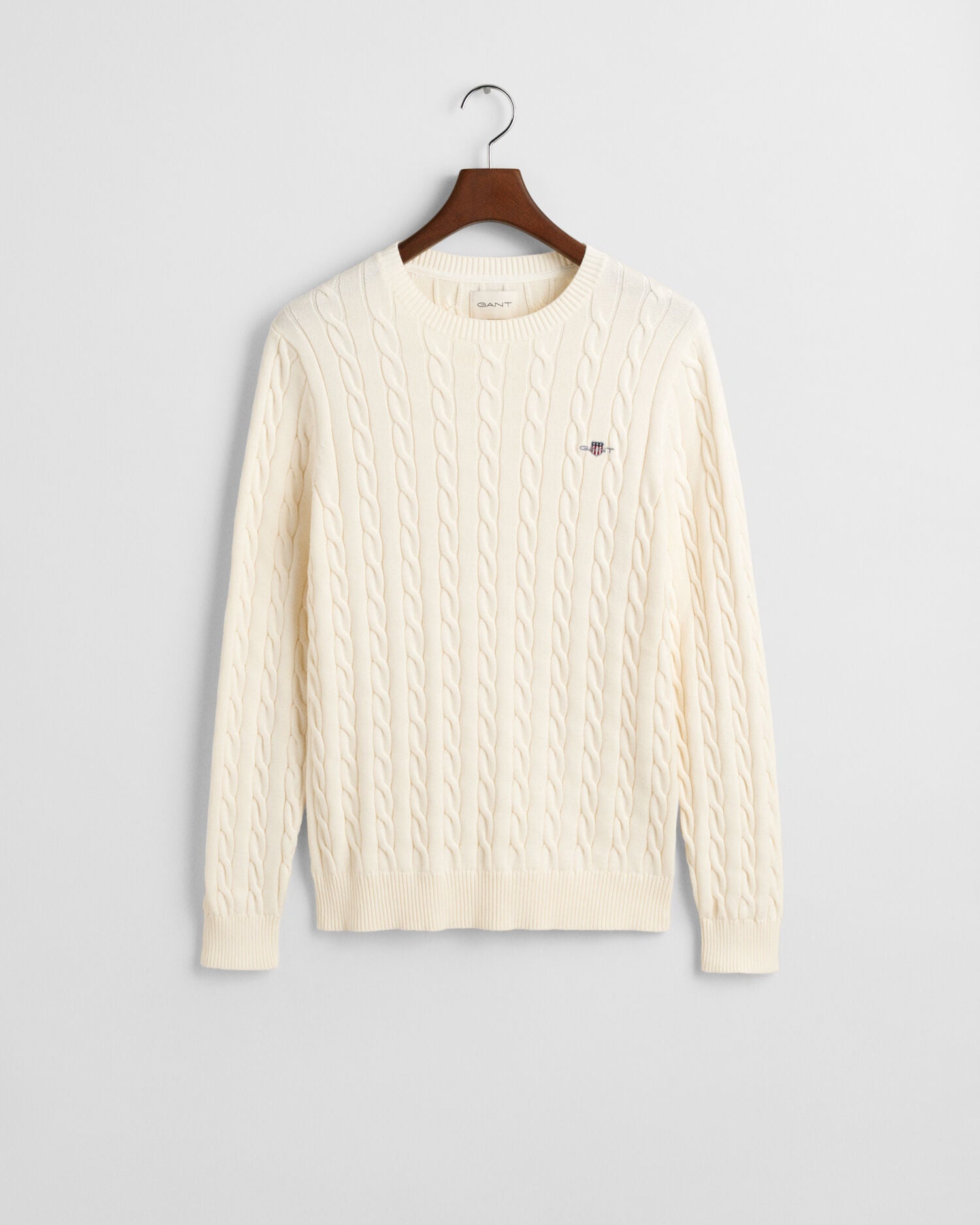 Cotton Cable Knit Crew Neck Sweater