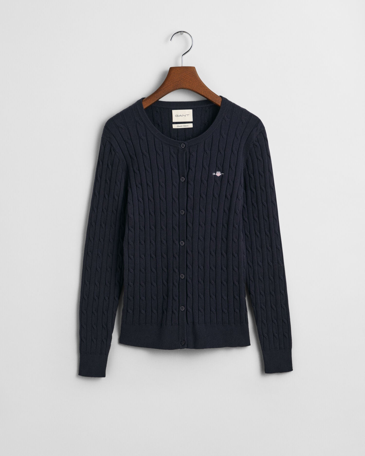 Stretch Cotton Cable Knit Cardigan