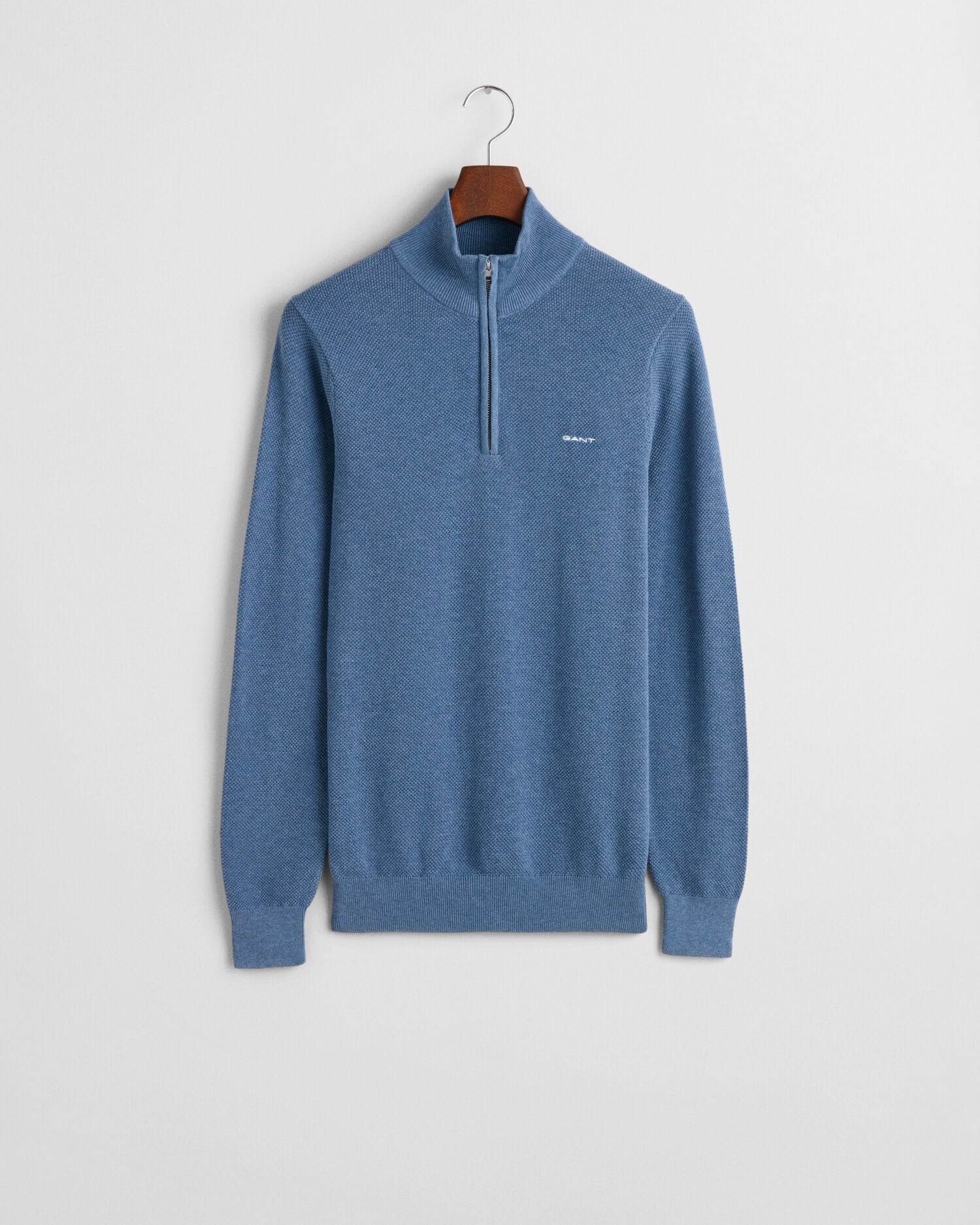 Cotton Pique Half-Zip Sweater
