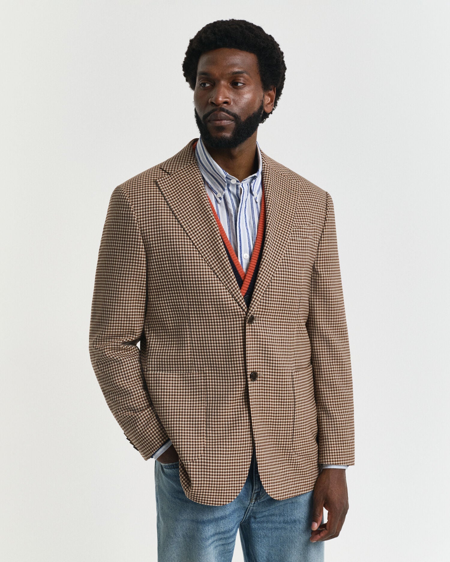 Relaxed Fit Gingham Checked Blazer
