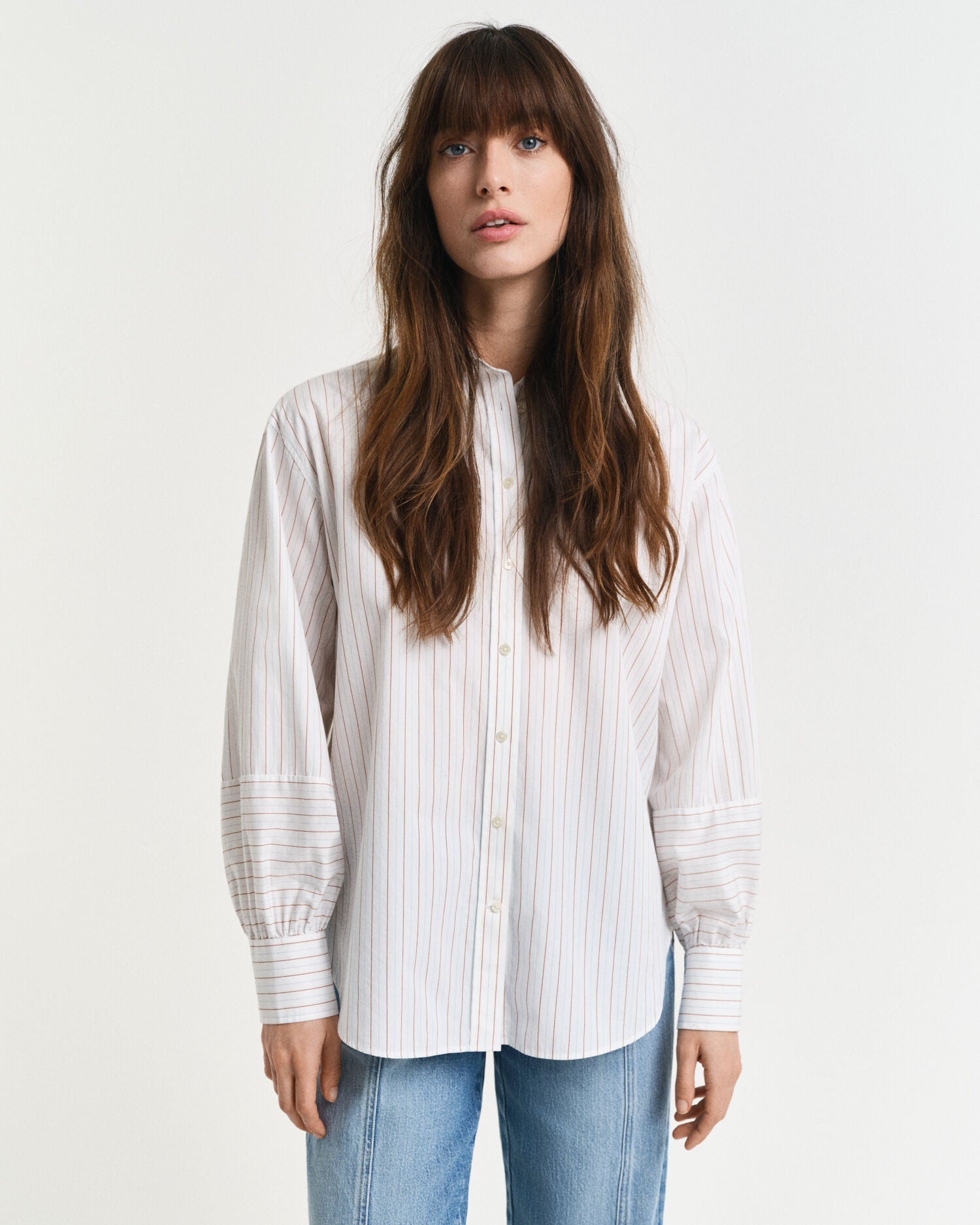 Relaxed Fit Striped Volume Sleeve Shirt