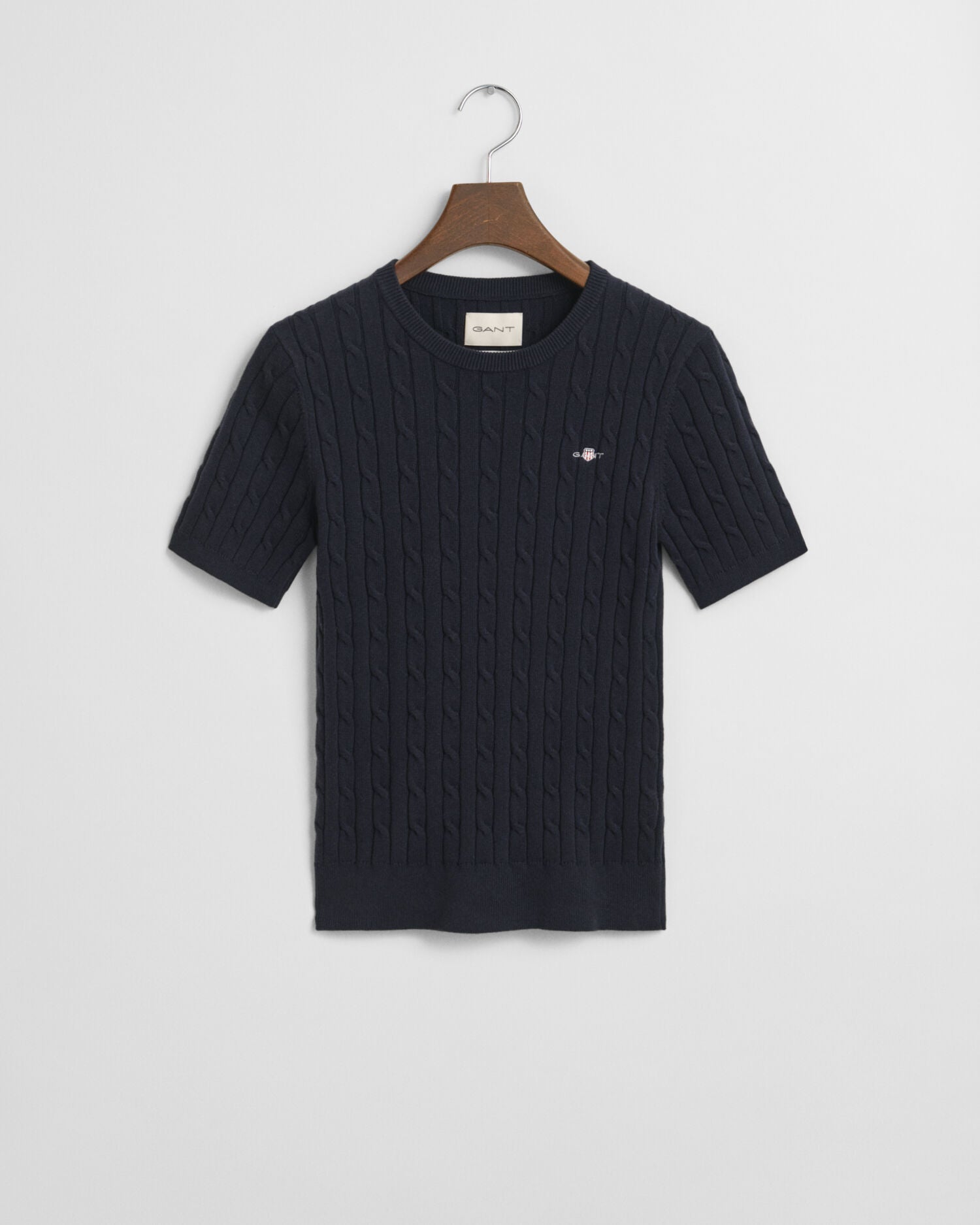 Stretch Cotton Cable Knit Sweater