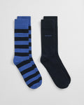 2-Pack Barstriped & Solid Socks