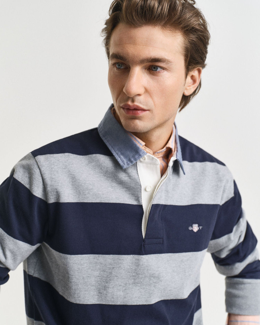 Chambray Collar Striped Heavy Rugger
