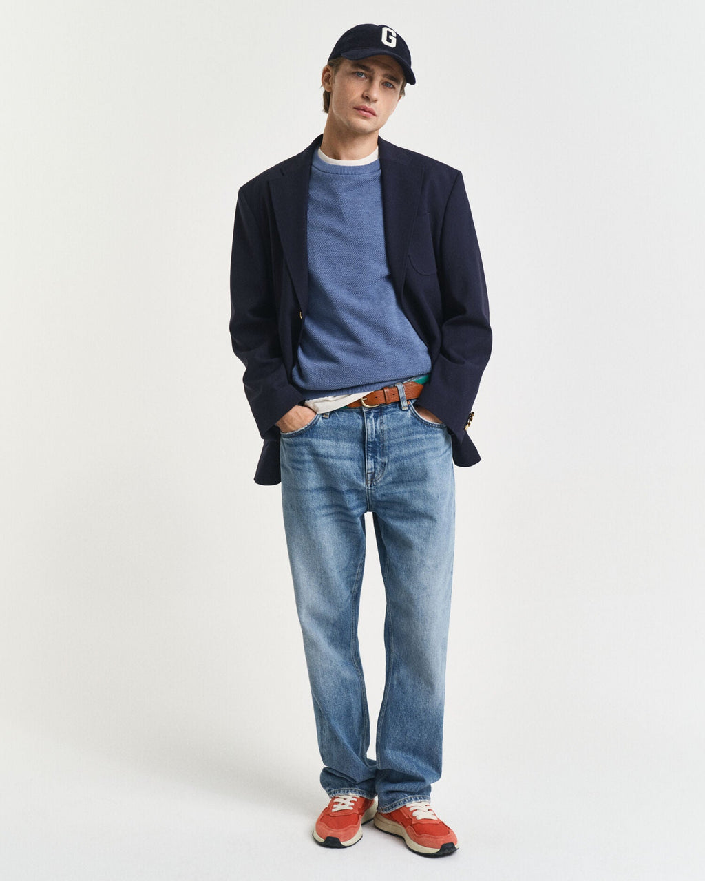 Cotton Pique Crew Neck Sweater