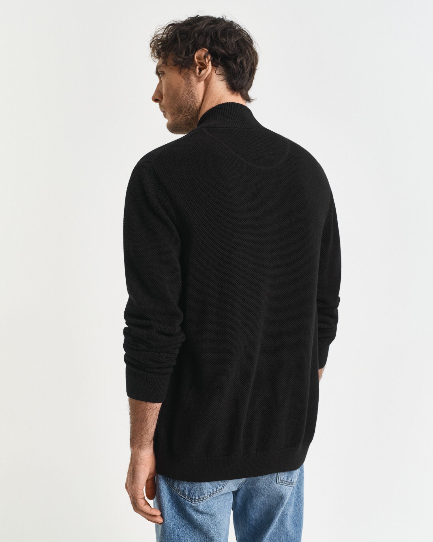Cotton Pique Zip Cardigan