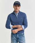 Cotton Pique Half-Zip Sweater
