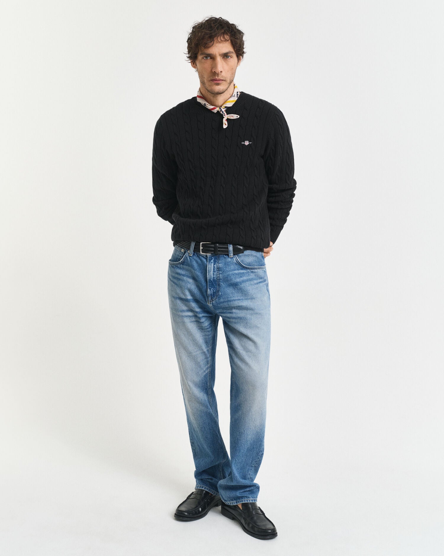 Cotton Cable Knit Crew Neck Sweater