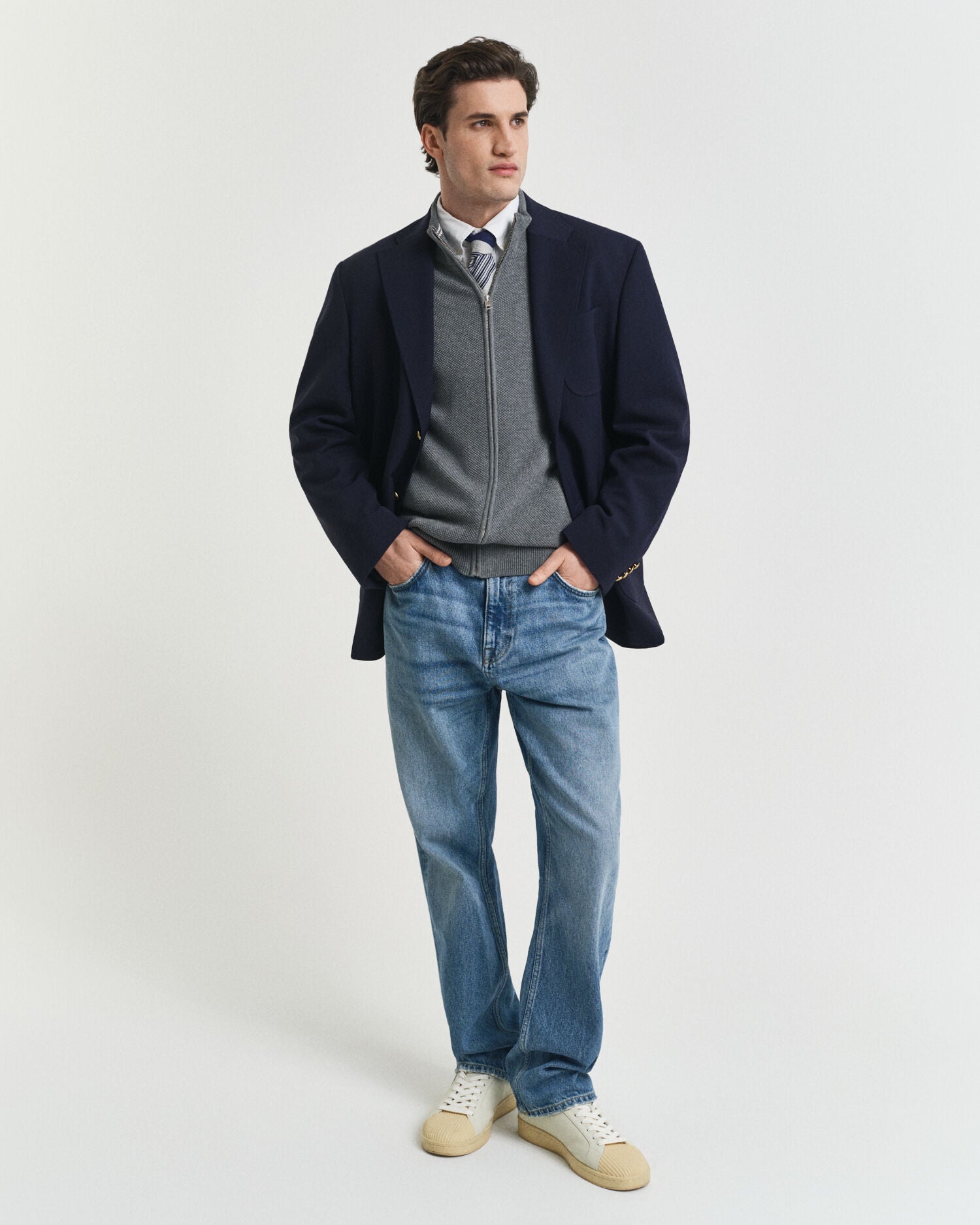 Cotton Pique Zip Cardigan