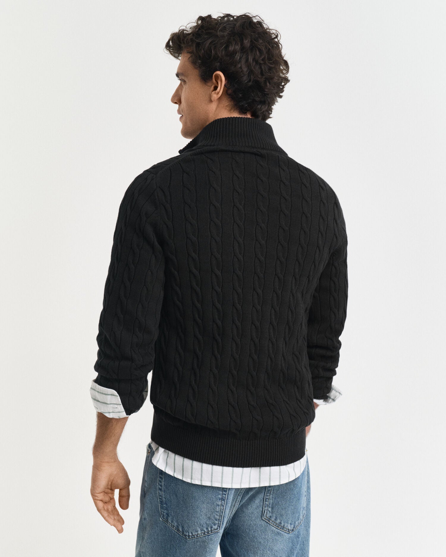 Cotton Cable Knit Half-Zip Sweater