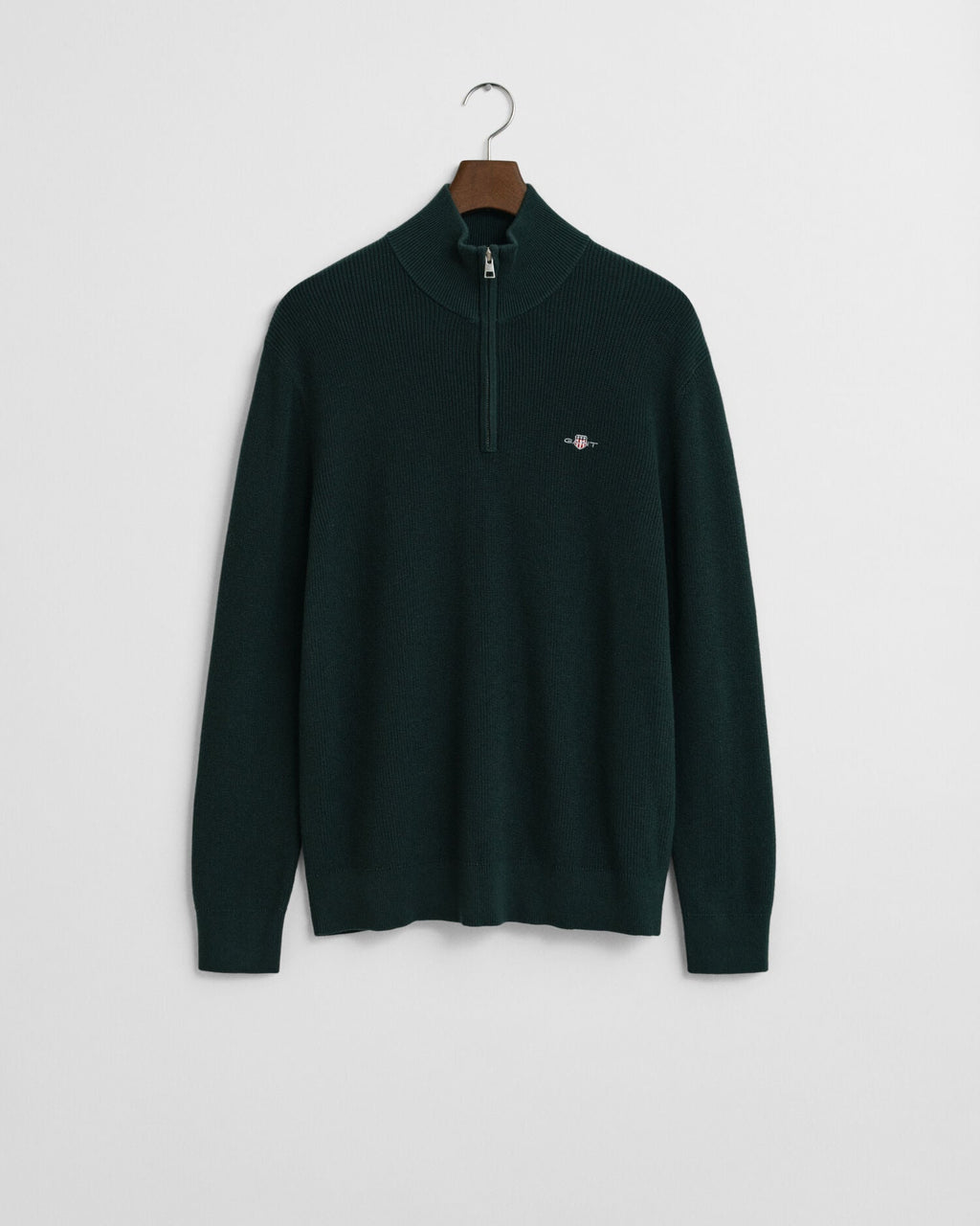 Ribbed Cotton Merino Wool Half-Zip Sweater