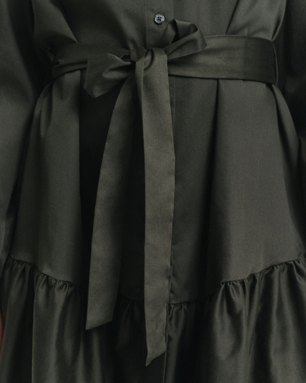 Cotton Satin Long Sleeve Dress