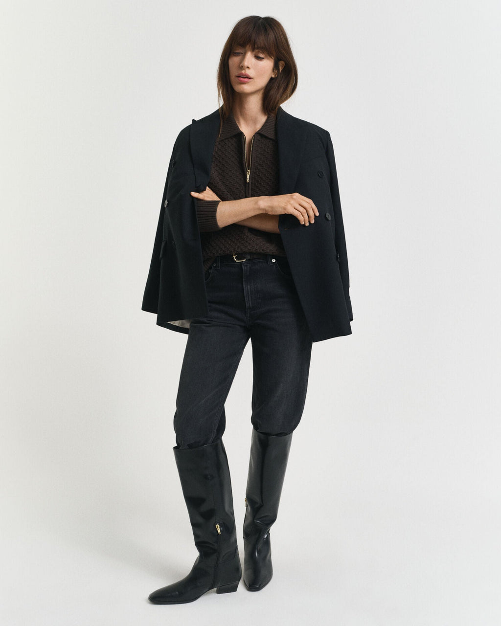 Textured Cotton Half-Zip Sweater