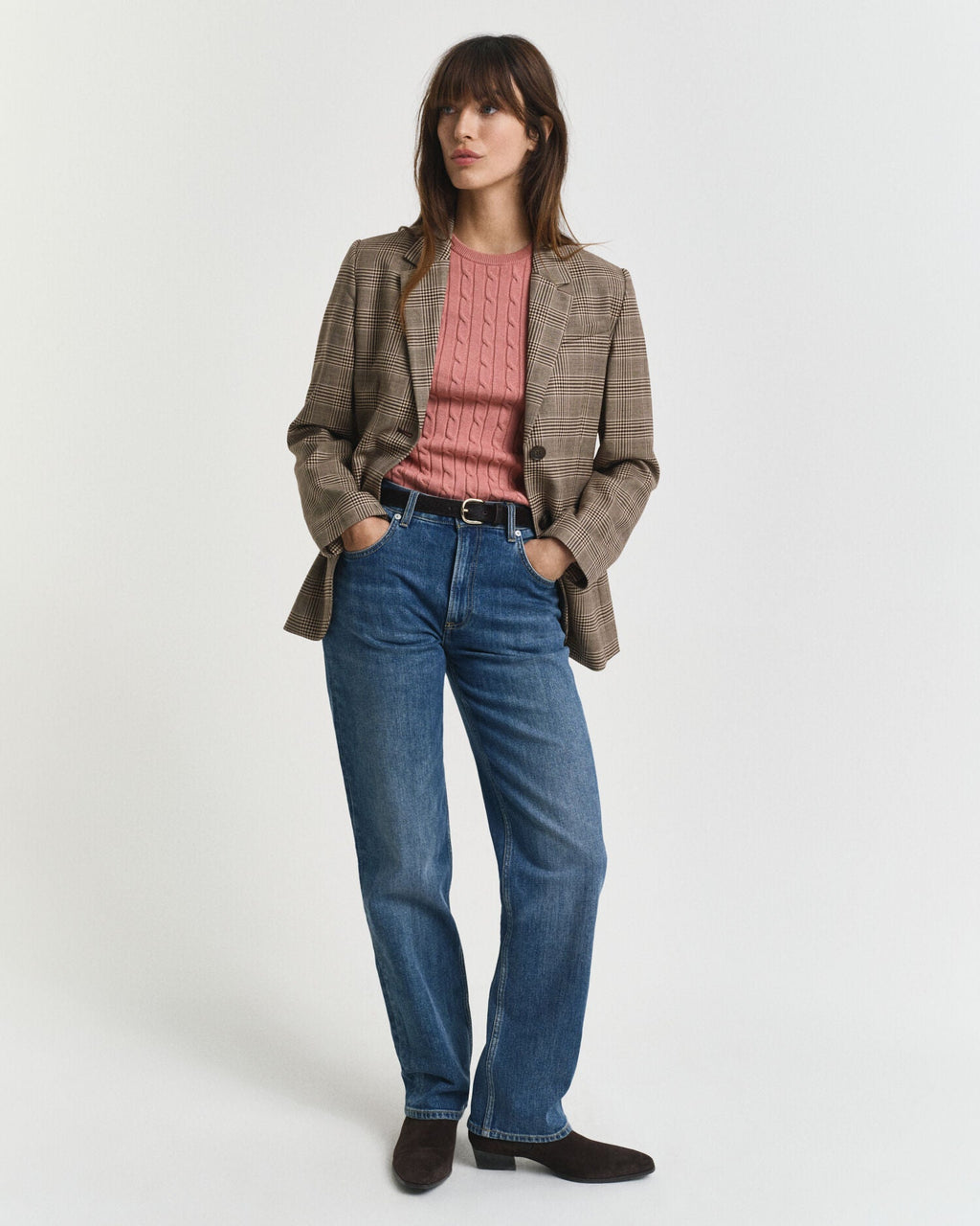 Stretch Cotton Cable Knit Sweater