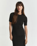 Contrast Ribbed Short Sleeve Sweater