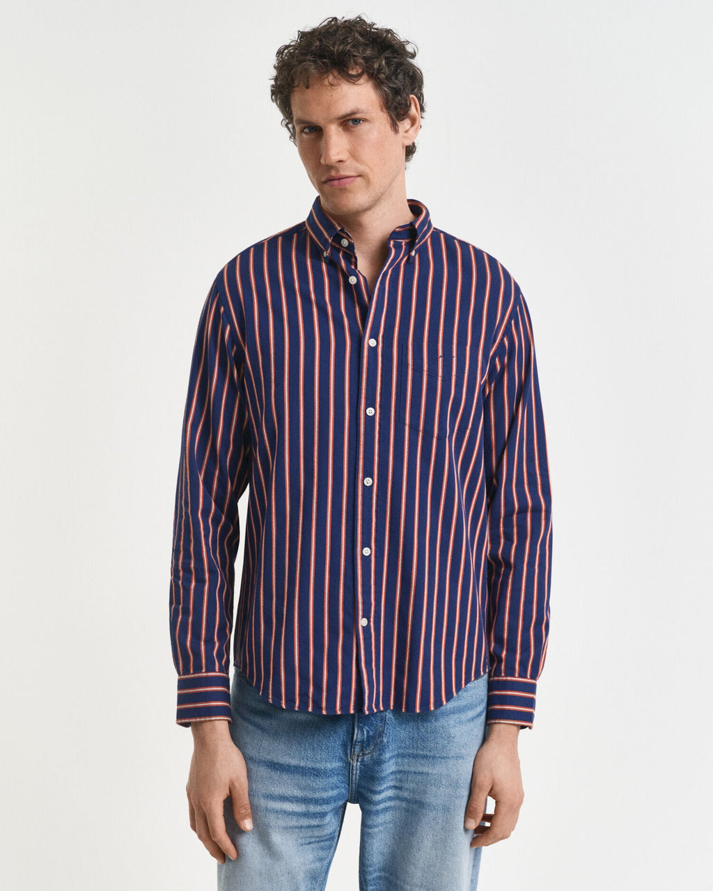 Regular Fit Dobby Striped Twill Shirt
