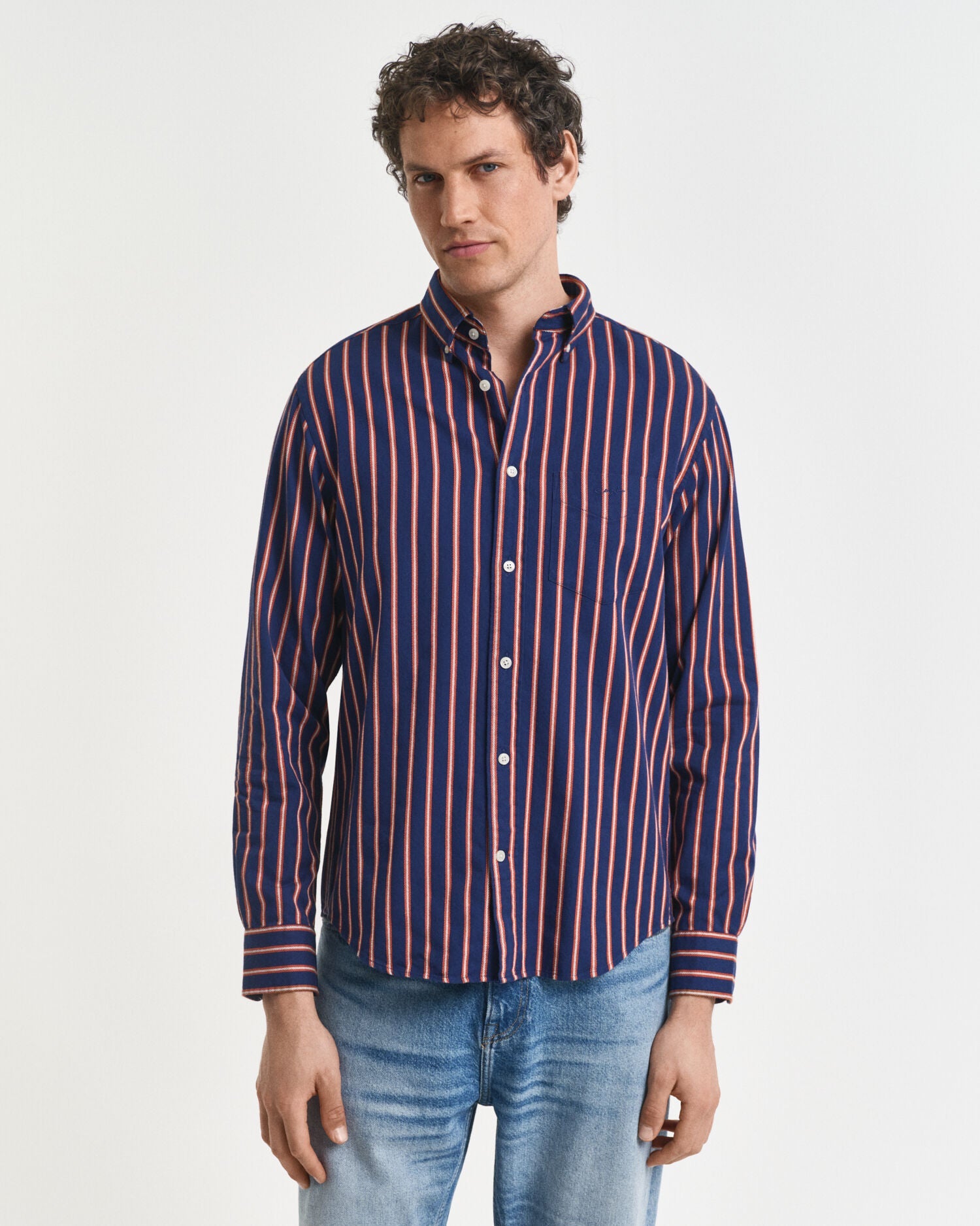 Regular Fit Dobby Striped Twill Shirt