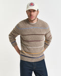 Striped Wool Blend Nepps Crew Neck Sweater