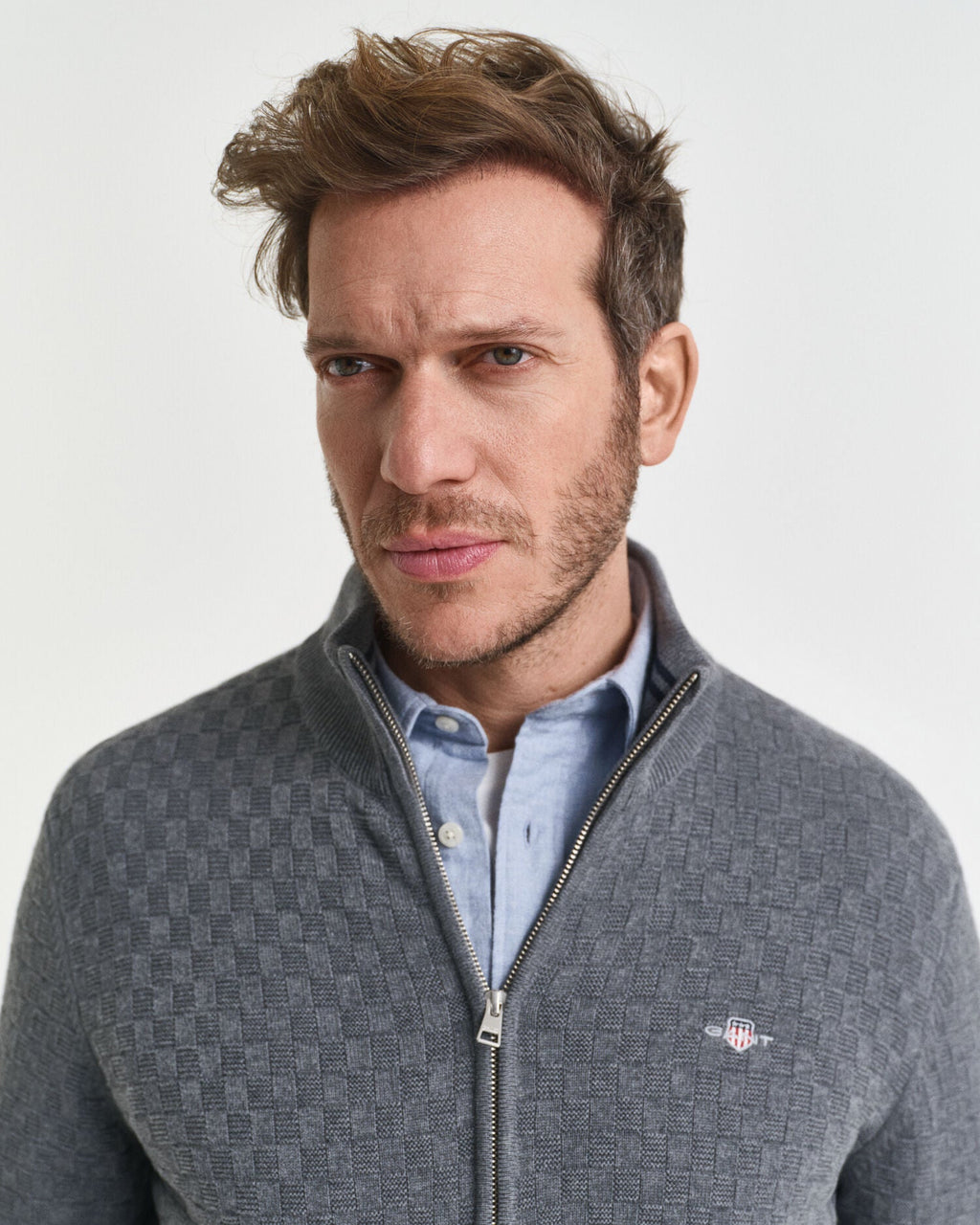 Micro Textured Zip Sweater