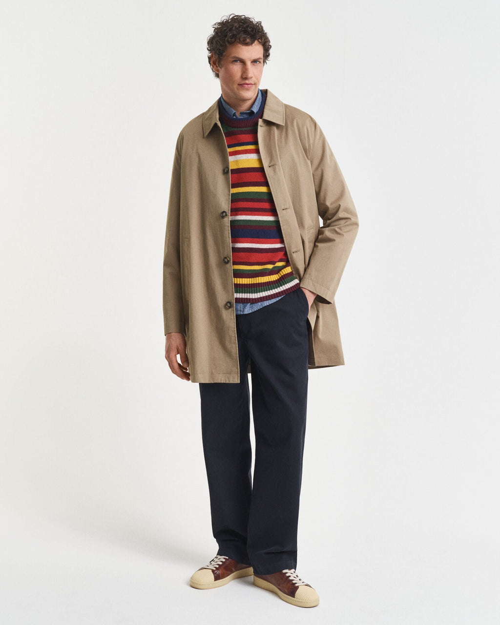 Multicolored Striped Crew Neck Sweater