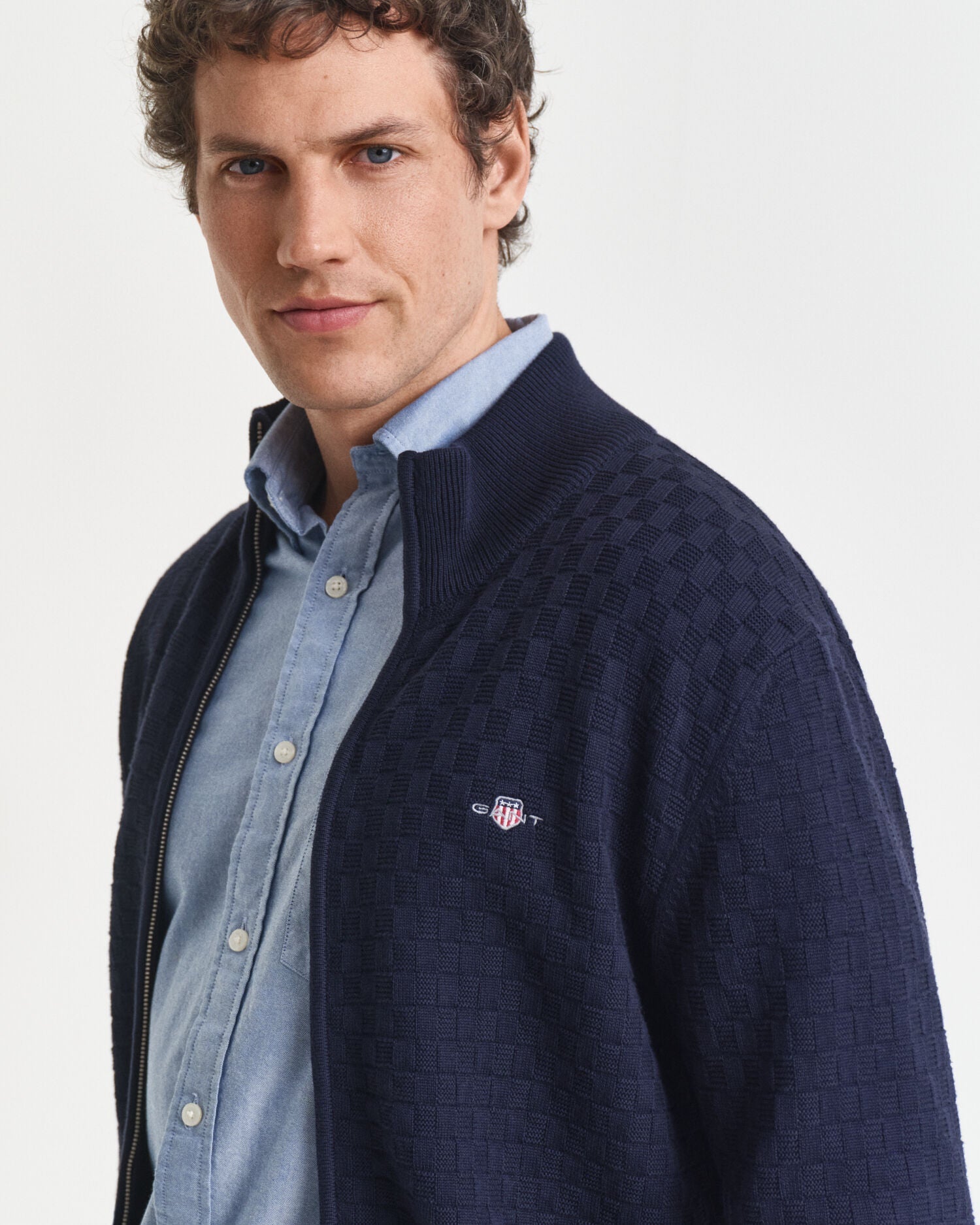 Micro Textured Zip Sweater