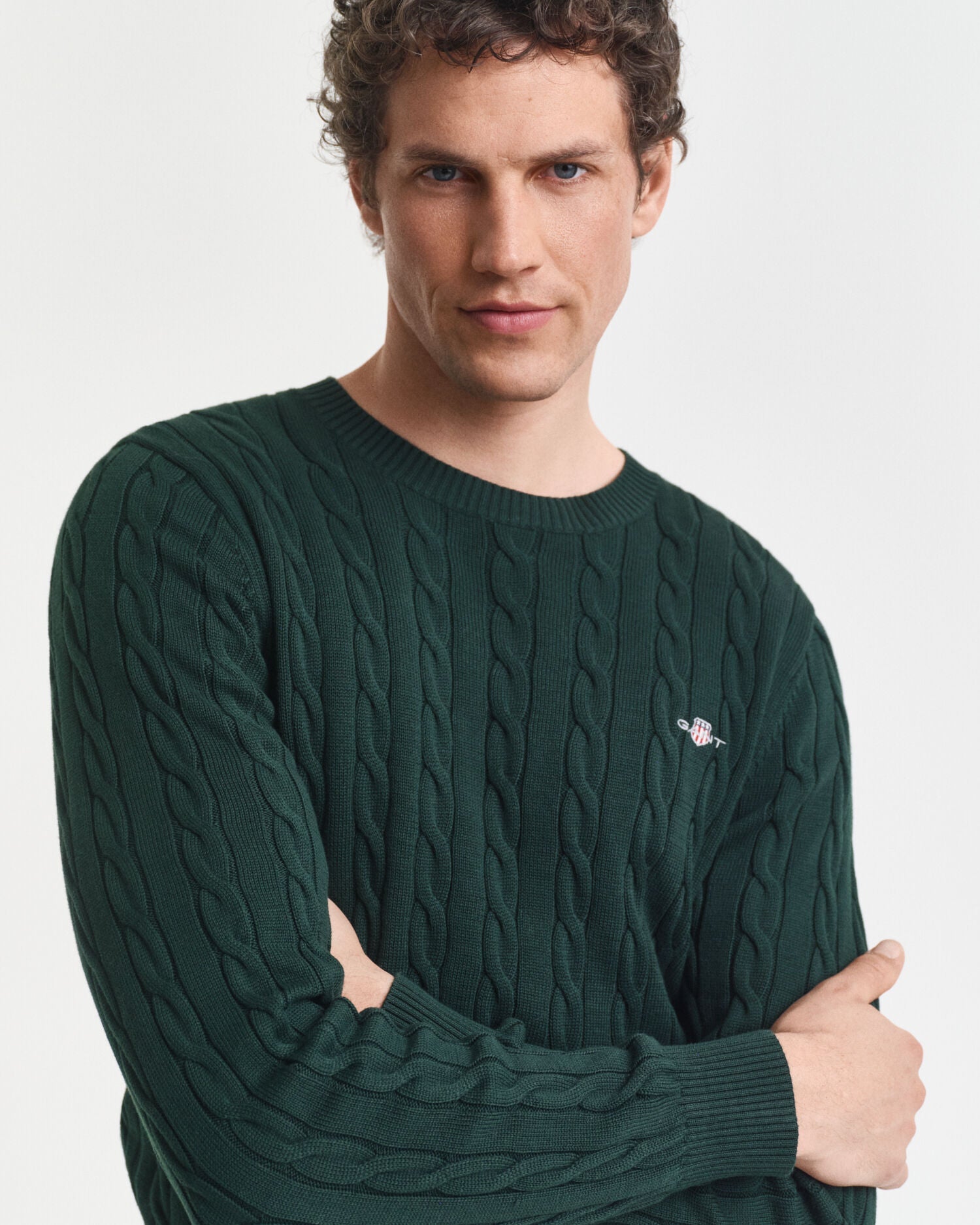 Cotton Cable Knit Crew Neck Sweater