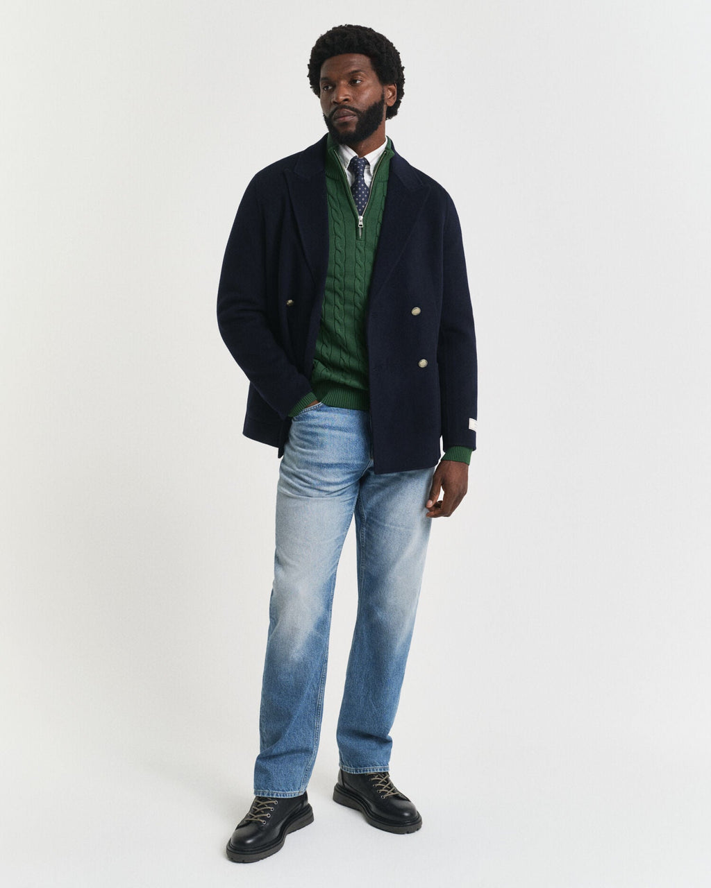 Cotton Cable Knit Half-Zip Sweater