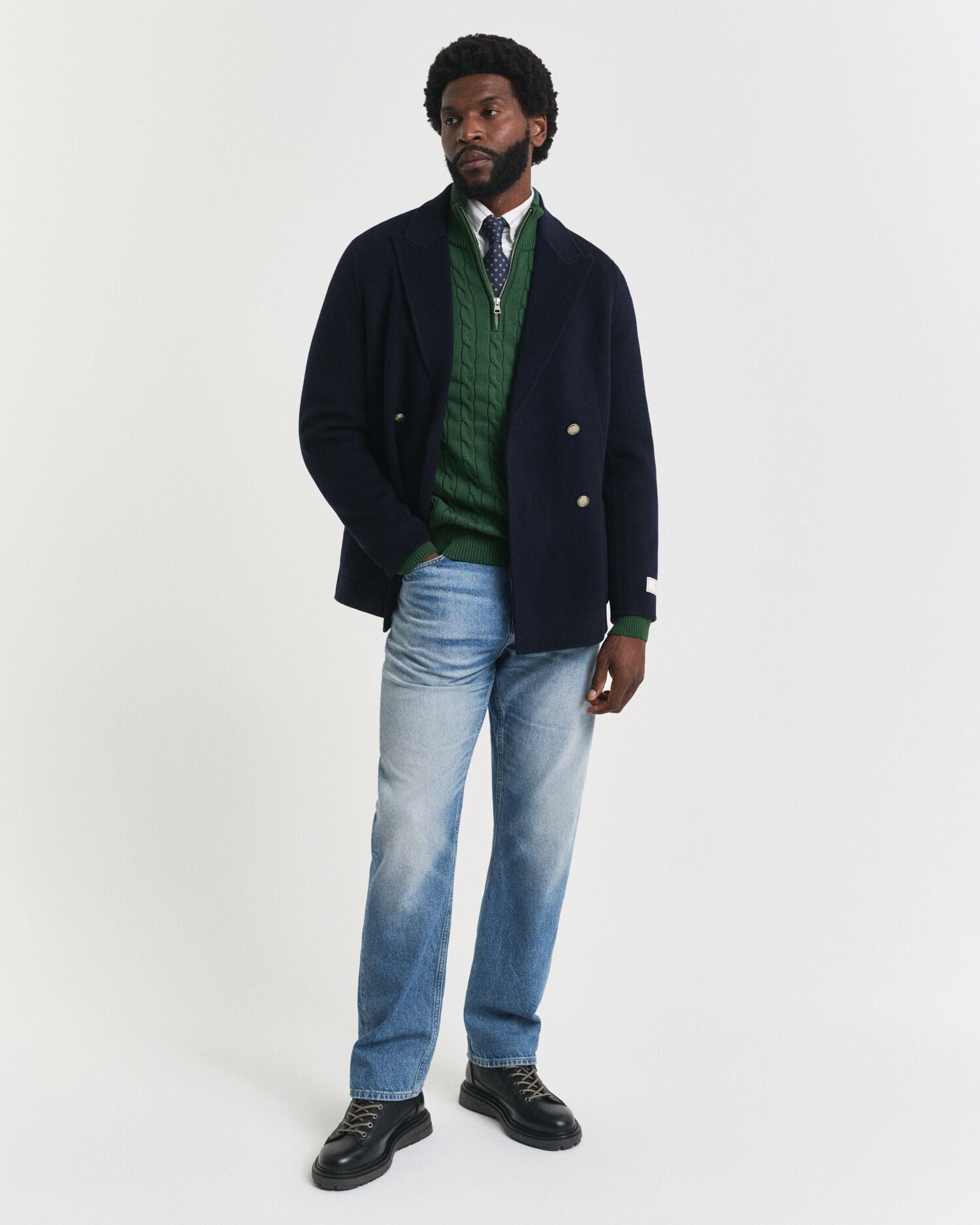 Cotton Cable Knit Half-Zip Sweater