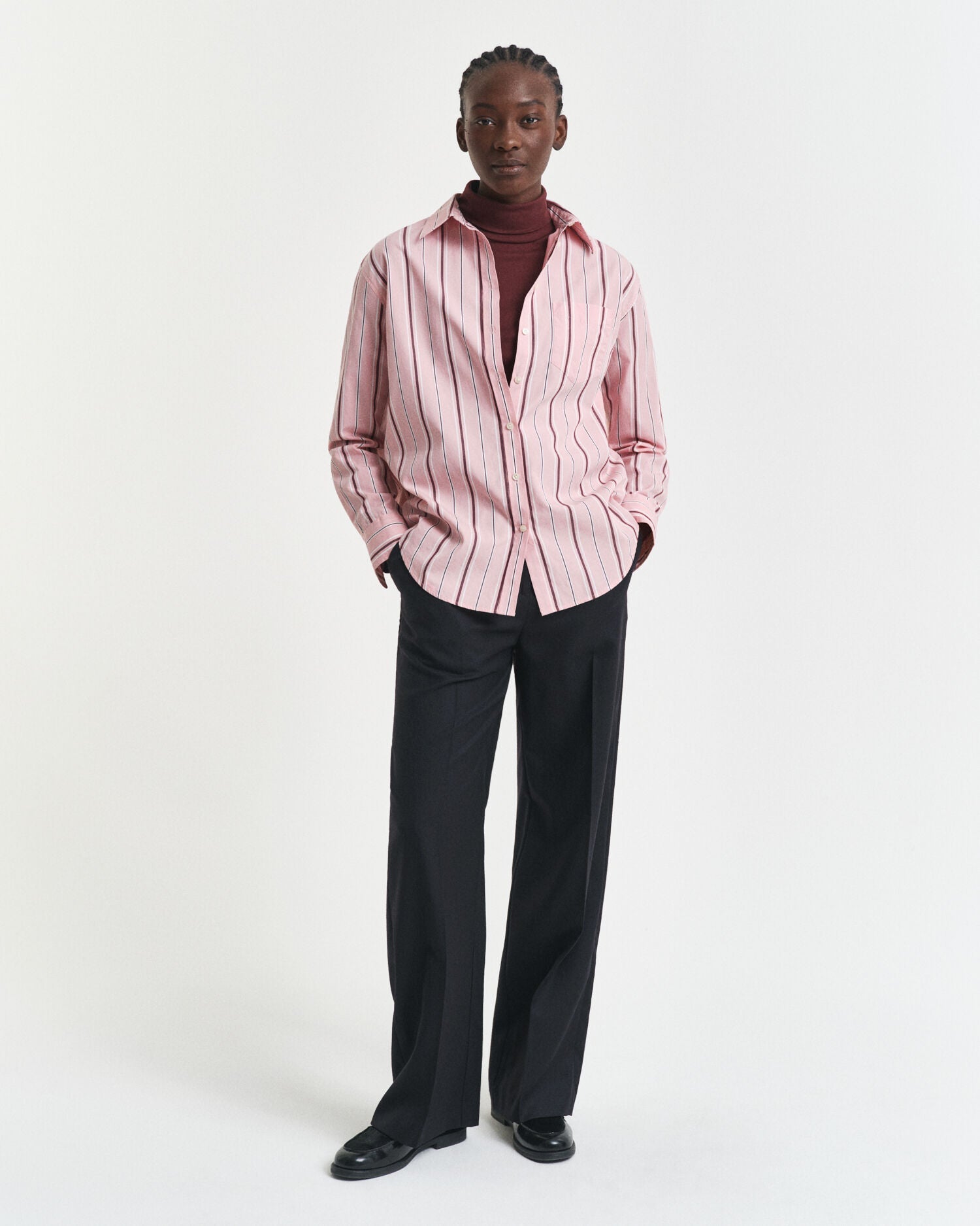 Lightweight Cotton Turtleneck Top