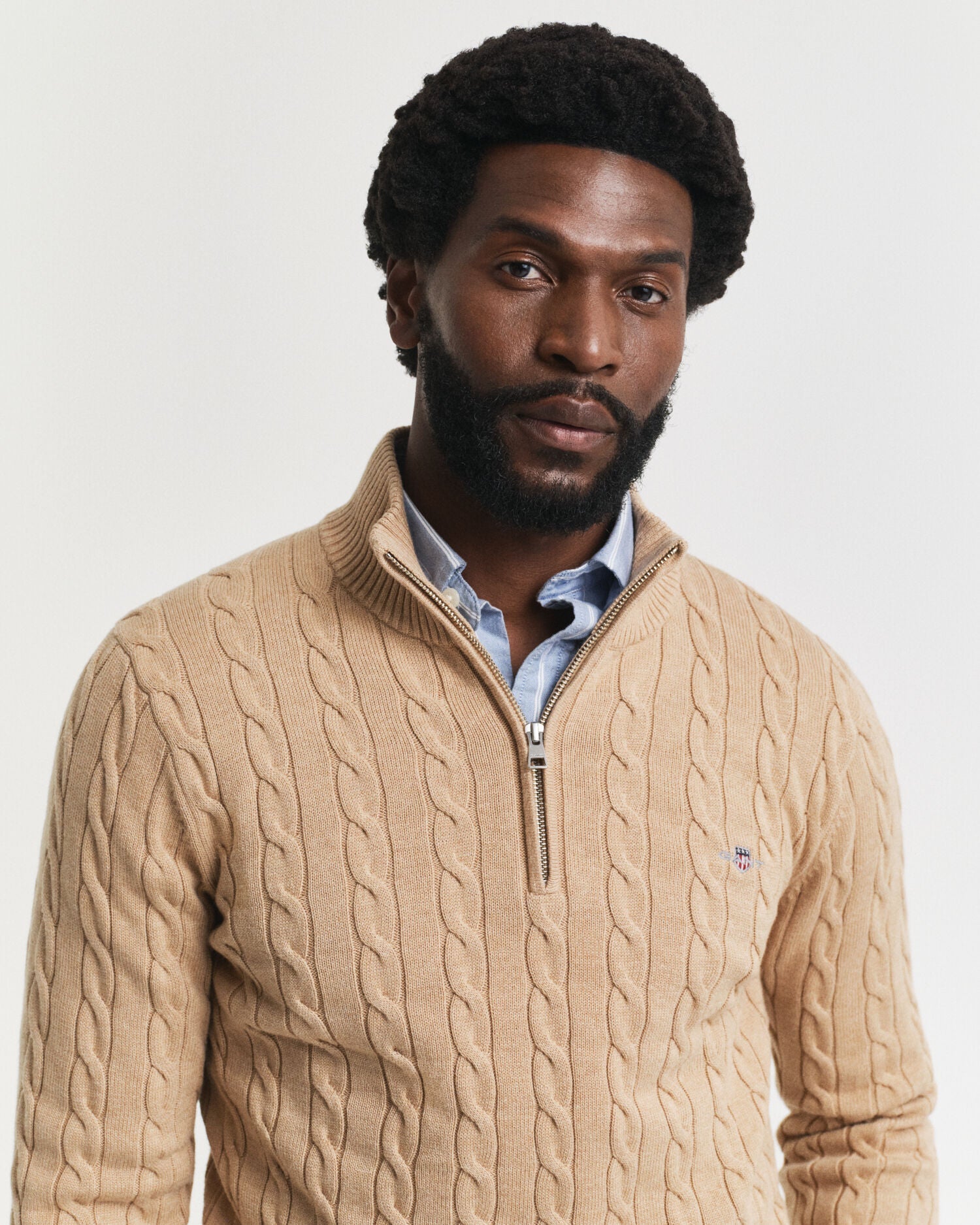 Cotton Cable Knit Half-Zip Sweater