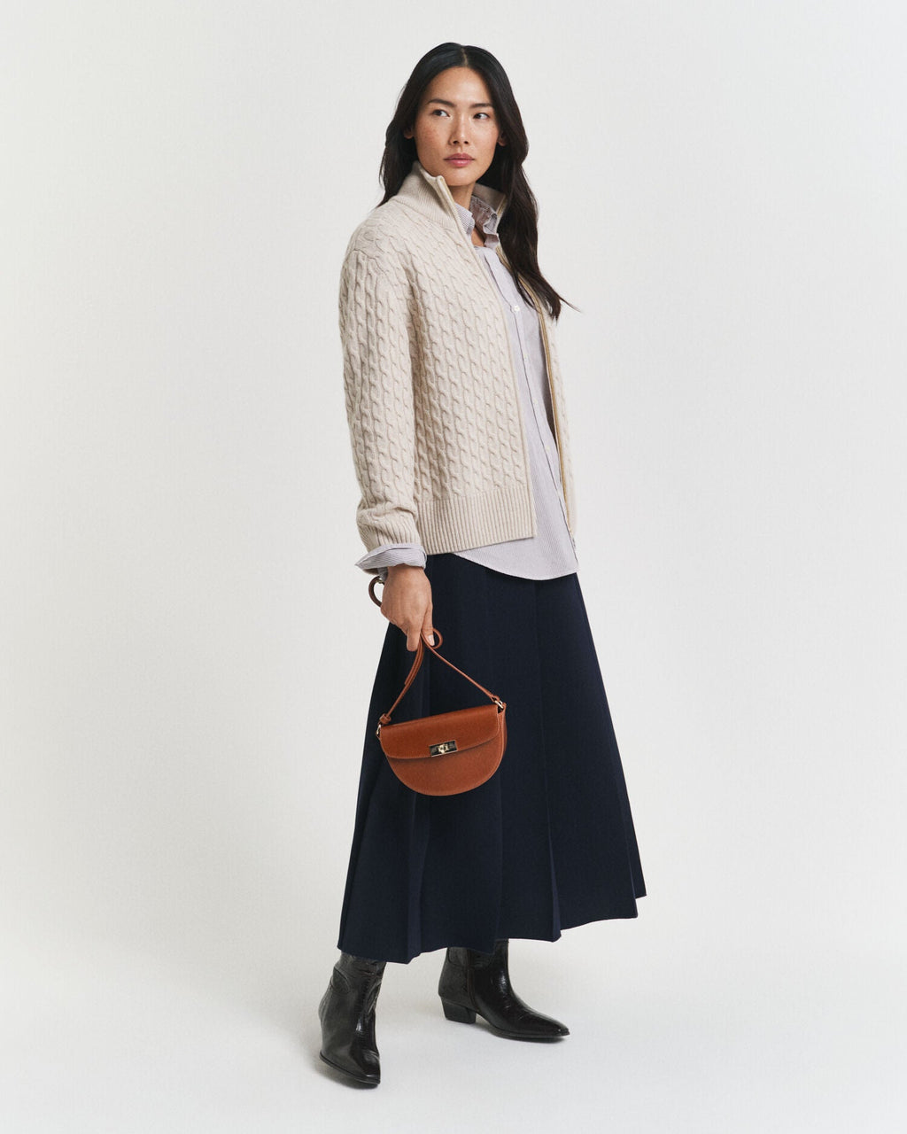 Cable Knit Zip Cardigan
