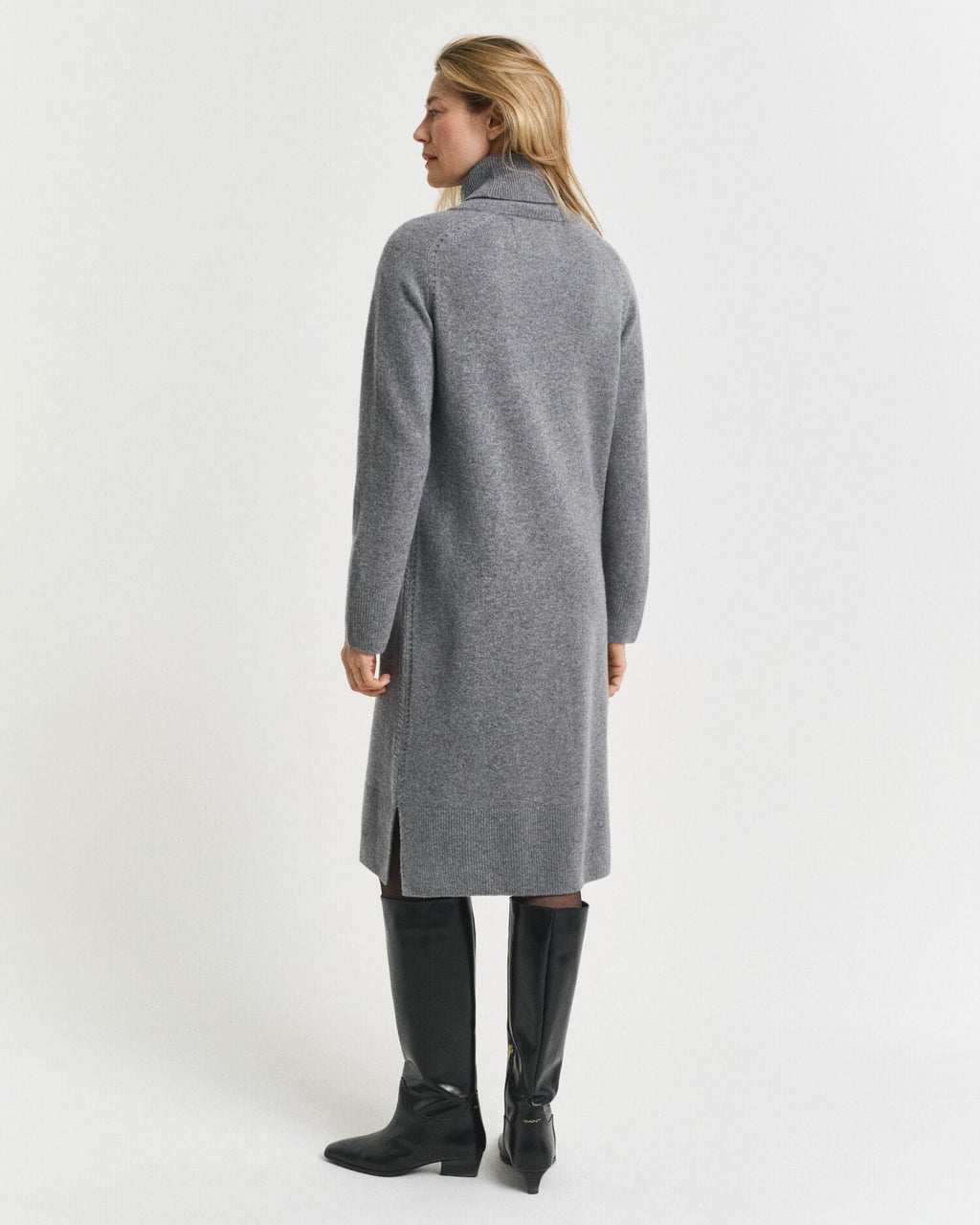 Knit Detail Turtleneck Dress