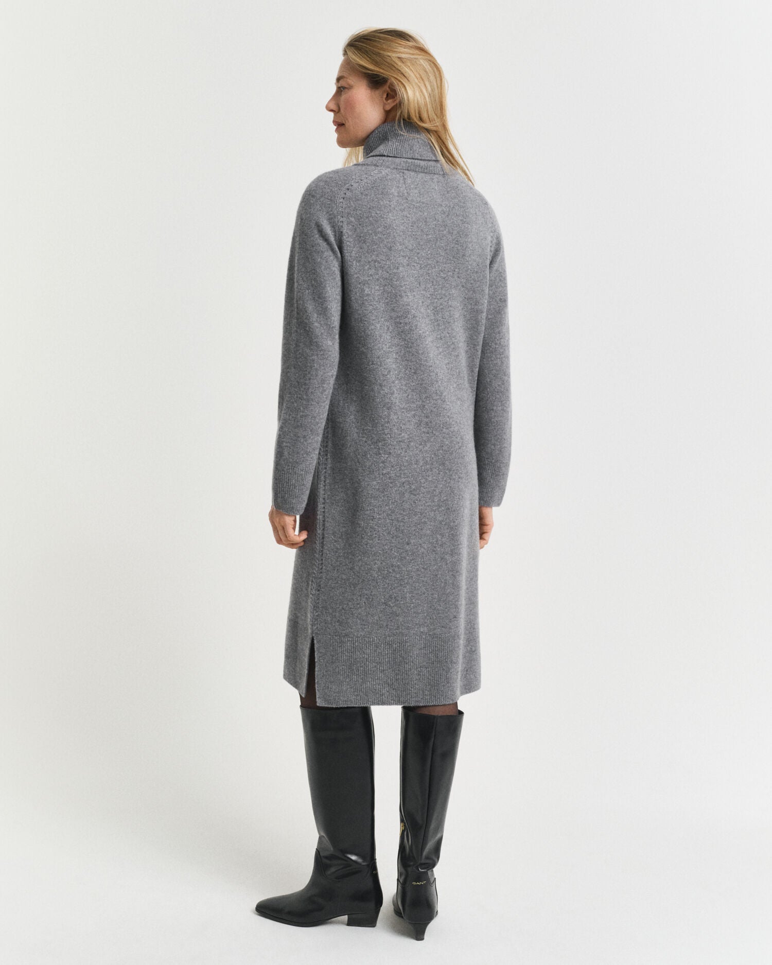 Knit Detail Turtleneck Dress
