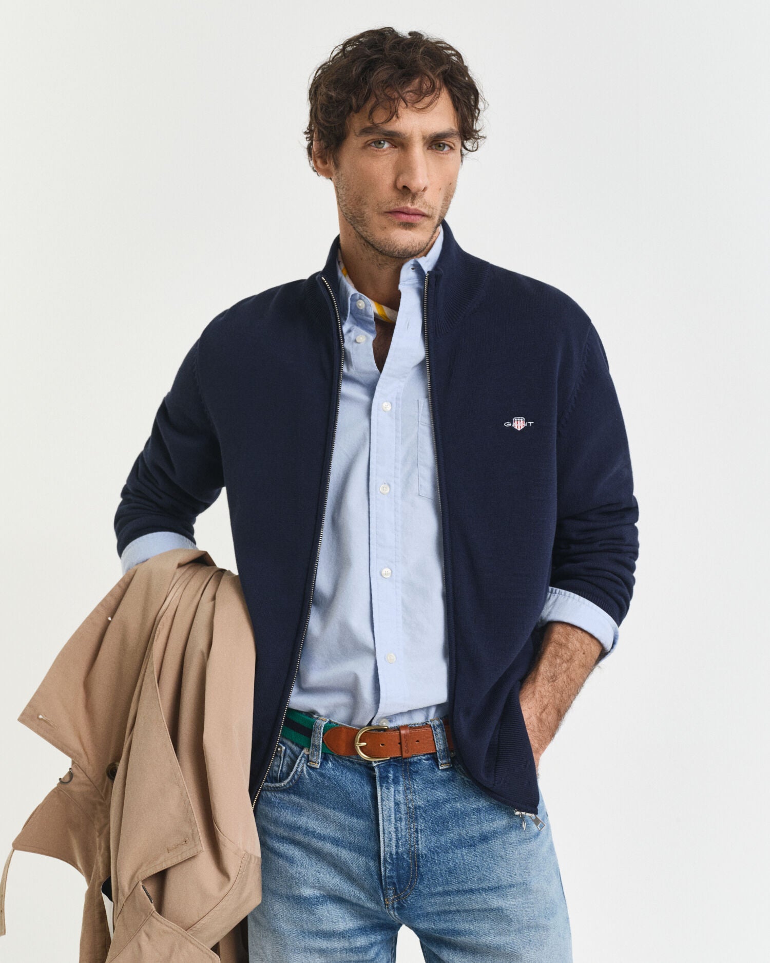 Casual Cotton Zip Cardigan