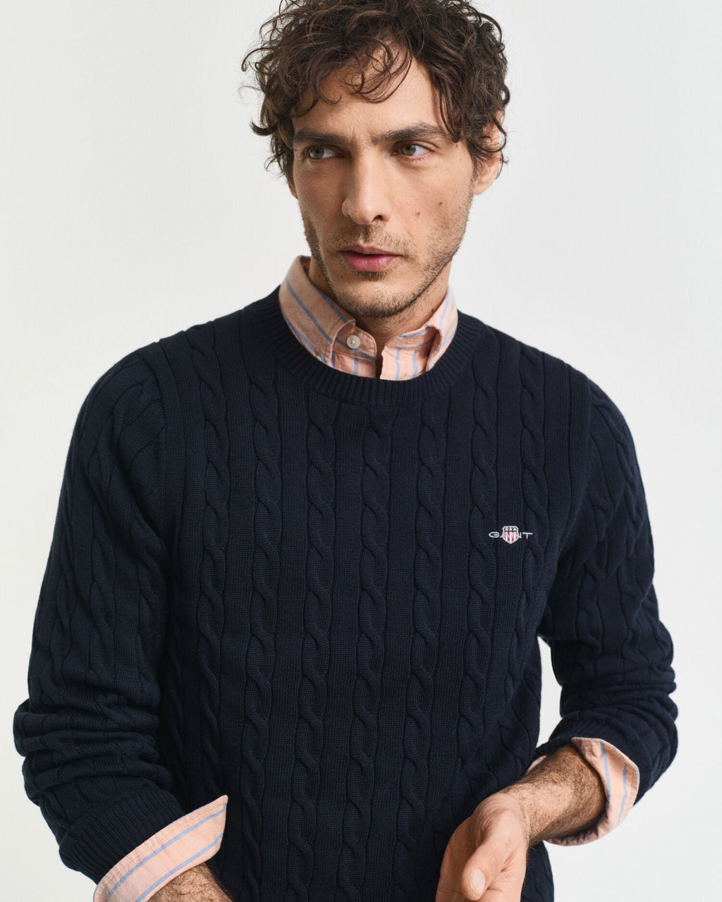 Cotton Cable Knit Crew Neck Sweater